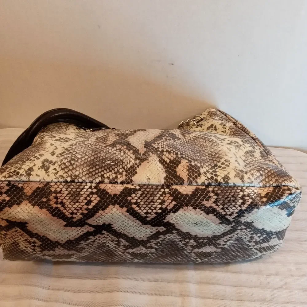 Large Snakeskin Crossbody Silver Chain Bag
